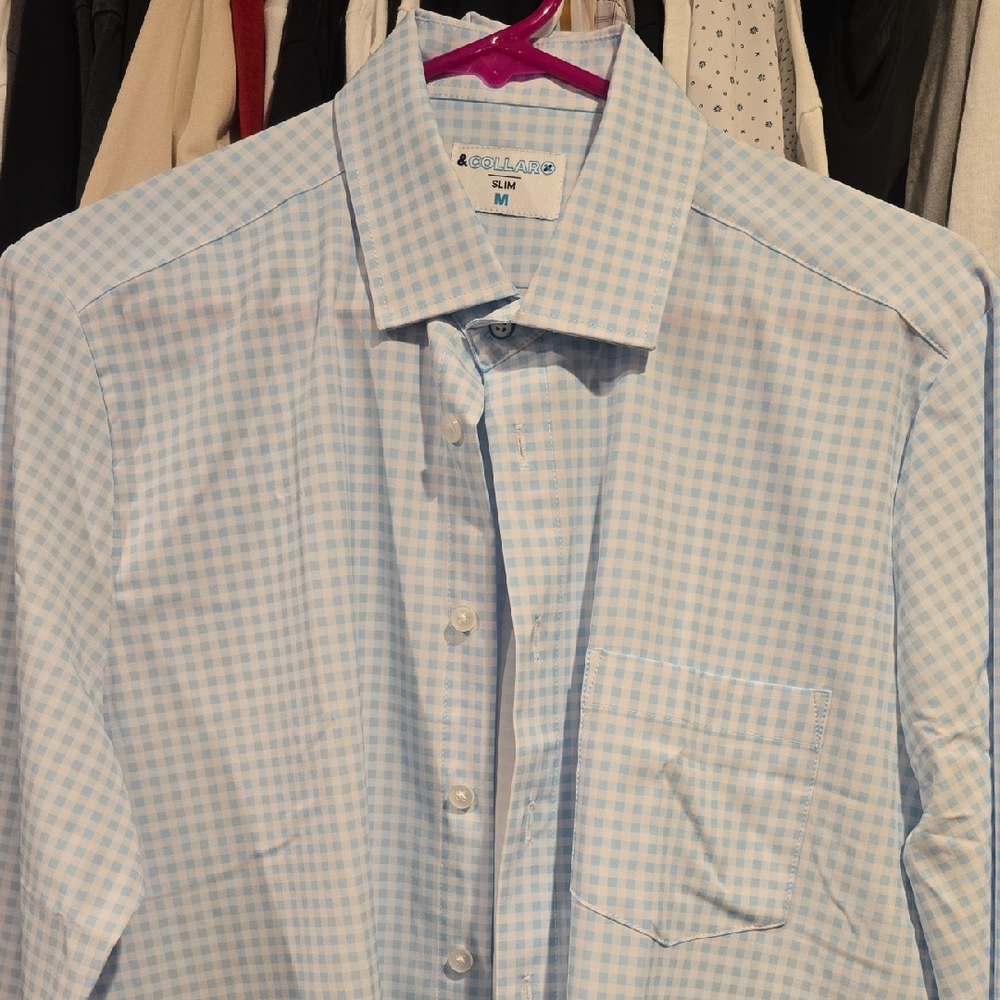 &Collar Men's Light Blue Gingham Shirt